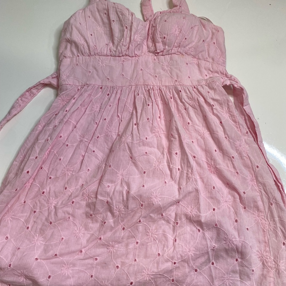 Alyn Paige New York Fit & Flare Dress Size 7/8 Pink Cotton Belted